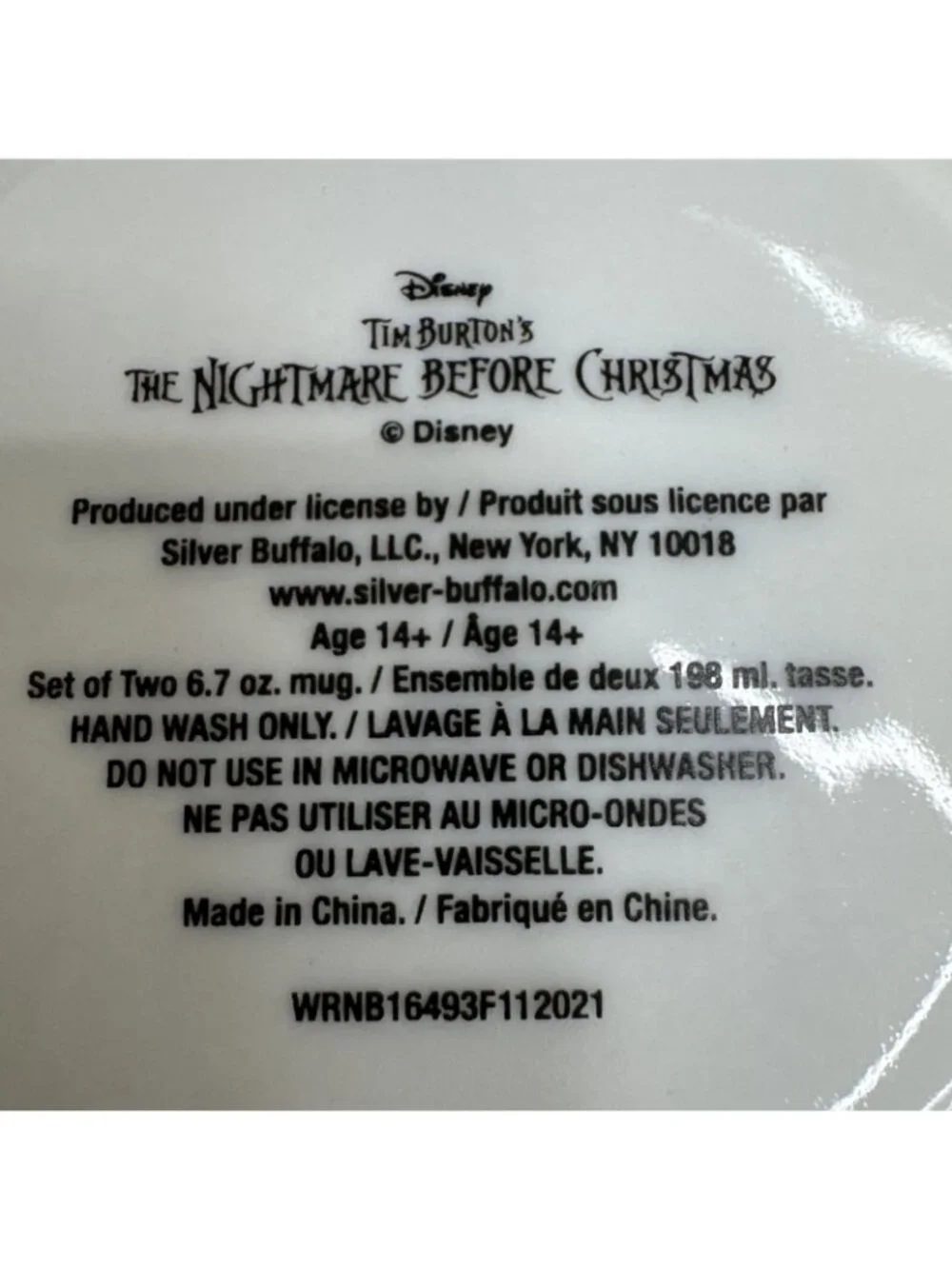 Tim Burtons Nightmare Before Christmas 6.7 Oz Mug & Saucer Set Jack Sally Design - Picture 2 of 16